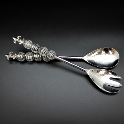 52245-FLEUR DE LIS SERVING SET W/ BLACK GLASS BEADS