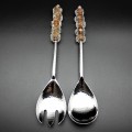 52247-PLAIN SERVING SET W/ AMBER GLASS BEADS