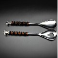 52287-FLEUR DE LIS SERVING SET W/ BLACK & BROWN GLASS BEADS