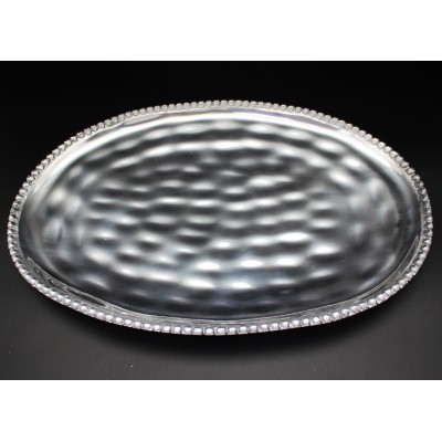 1168 -OVAL BEADED TRAY DENTED DESIGN