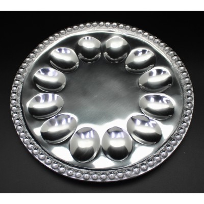 1271 - BEADED ROUND HOLD 12 DEVILED EGG TRAY