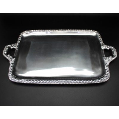 1272 - LARGE RECTANGULAR BEADED TRAY /W HANDLE