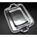 1273-BEADED SMALL RECT TRAY W/HANDLE