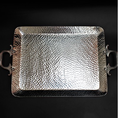 3497-HAMMERED LARGE TRAY W/HANDLE