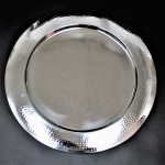 52540 - X- LARGE STAINLESS STEEL ROUND TRAY W/HAMMERED BORDERS