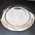 52540 - X- LARGE STAINLESS STEEL ROUND TRAY W/HAMMERED BORDERS