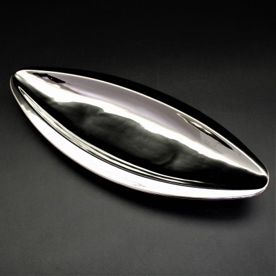 YM-244A-SILVER PORCELAIN SMALL OVAL TRAY (MINIMUM 2)