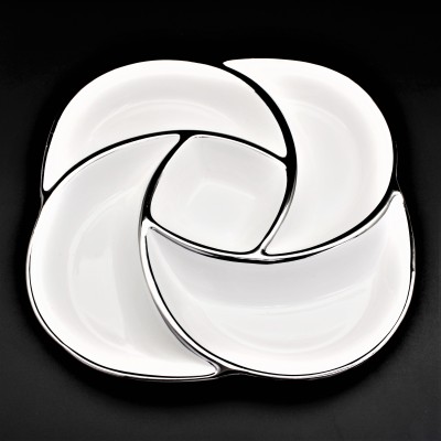 YM-315B-WHITE PORCELAIN 5 SECTION SQUARE BOWL (MINIMUM 2)