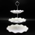 TP20B-WHITE PORCELAIN BEADED 3 TIER SERVER (MINIMUM 2)