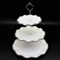 TP20B-WHITE PORCELAIN BEADED 3 TIER SERVER (MINIMUM 2)