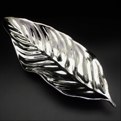 SC317A-SILVER PORCELAIN LARGE LEAF BOWL (MINIMUM 2)