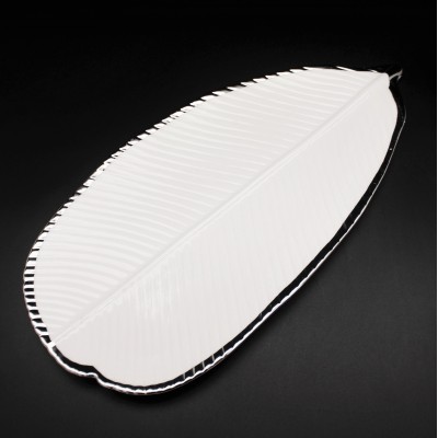 WH113-WHITE PORCELAIN LARGE LEAF TRAY (MINIMUM 2)