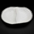 SC324B-WHITE PORCELAIN BEADED 2 SECTION BOWL (MINIMUM 2)