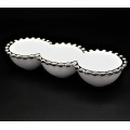 YM-318B-WHITE PORCELAIN BEADED 3 DIP TRAY (MINIMUM 2)