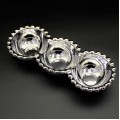 YM-318A-SILVER PORCELAIN BEADED 3 DIP TRAY (MINIMUM 2)