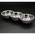 YM-318A-SILVER PORCELAIN BEADED 3 DIP TRAY (MINIMUM 2)