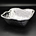 SC02A-SILVER PORCELAIN BEADED SQUARE BOWL (MINIMUM 2)