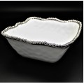 SC02B-WHITE PORCELAIN BEADED SQUARE BOWL (MINIMUM 2)