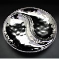 WH106-SILVER PORCELAIN BEADED 2 SECTION ROUND BOWL (MINIMUM 2)