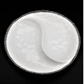 WH106B-WHITE PORCELAIN BEADED 2 SECTION ROUND BOWL (MINIMUM 2)