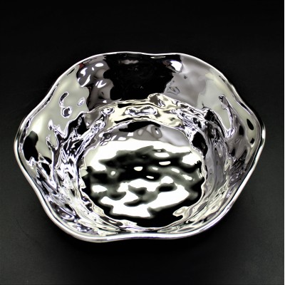 WH502-SILVER PORCELAIN ROUND BOWL (MINIMUM 2)