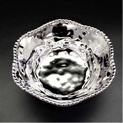 WH101-SILVER PORCELAIN BEADED ROUND BOWL (MINIMUM 2)