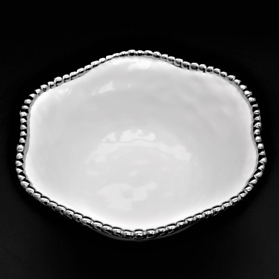 WH102-WHITE PORCELAIN BEADED ROUND BOWL (MINIMUM 2)