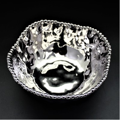WH101-SILVER PORCELAIN BEADED ROUND BOWL (MINIMUM 2)