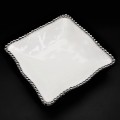 WH110-WHITE PORCELAIN SMALL BEADED SQUARE BOWL (MINIMUM 2)