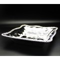 WH111-SILVER PORCELAIN LARGE BEADED SQUARE BOWL (MINIMUM 2)