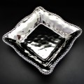 WH111-SILVER PORCELAIN LARGE BEADED SQUARE BOWL (MINIMUM 2)