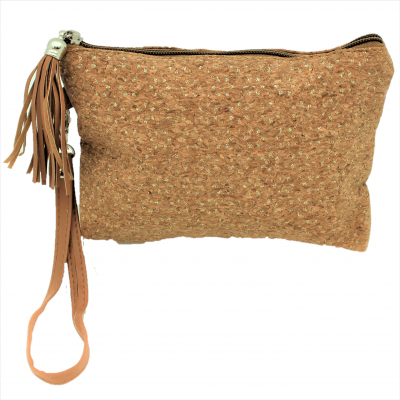 9175CG - CORK AND GLITTER POUCH COSMETIC SMALL BAG