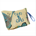 61849S-BL SMALL BUTTER FLY POUCH BAG W/BLUE  HANDLE