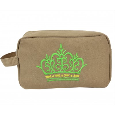 9237- BEIGE CROWN COSMETIC BAG