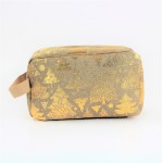 9250- BEIGE & GOLD TRESS COSMETIC BAG