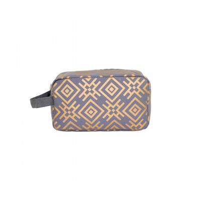 9228- GRAY & GOLD COSMETIC BAG