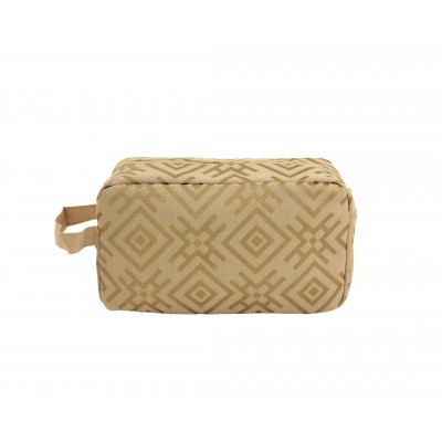 9228- BEIGE & GOLD COSMETIC BAG