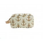 9235- ANCHOR BEIGE & GOLD COSMETIC BAG