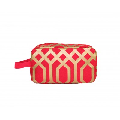 9226- RED & GOLD DESIGN COSMETIC BAG