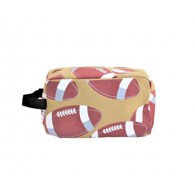 9240- BEIGE FOOTBALL COSMETIC BAG