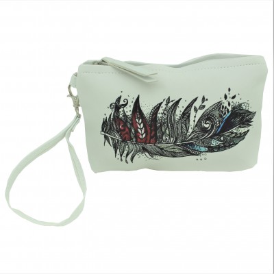 9181 - FEATHER COIN POUCH OR COSMETIC/MAKEUP BAG