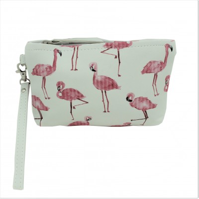 9182 - FLAMINGOS COIN POUCH OR COSMETIC/MAKEUP BAG
