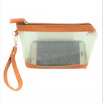 9172 - MUSTARD NET SEE THROUGH COIN POUCH OR COSMETIC/MAKEUP BAG