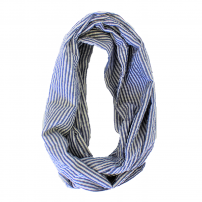 6054 - NAVY SEERSUCKER INFINITY SCARF