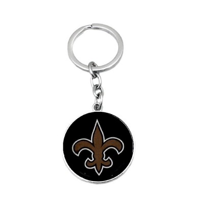 180728-GOLD/BLACK ROUND FLEUR DE LIS KEY CHAIN HOLDER