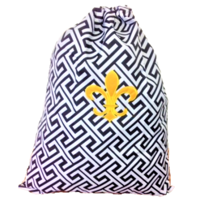 32617-BLACK GREEK KEY DESIGN LAUNDRY BAG W/GOLD FDL