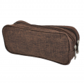 10008 - BROWN SMALL DOUBLE ZIPPER COSMETIC BAG