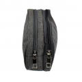 10008 - GREY SMALL DOUBLE ZIPPER COSMETIC BAG