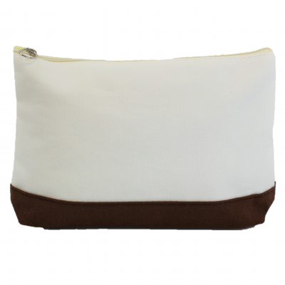 10009- BROWN AND WHITE COSMETIC POUCH