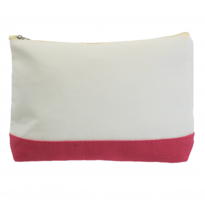 10009- CORAL AND WHITE COSMETIC POUCH
